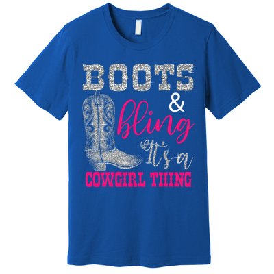 Funny Cowgirl Boots Bling Gift Cute Love Country Life Cool Gift Premium T-Shirt