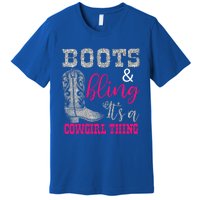 Funny Cowgirl Boots Bling Gift Cute Love Country Life Cool Gift Premium T-Shirt