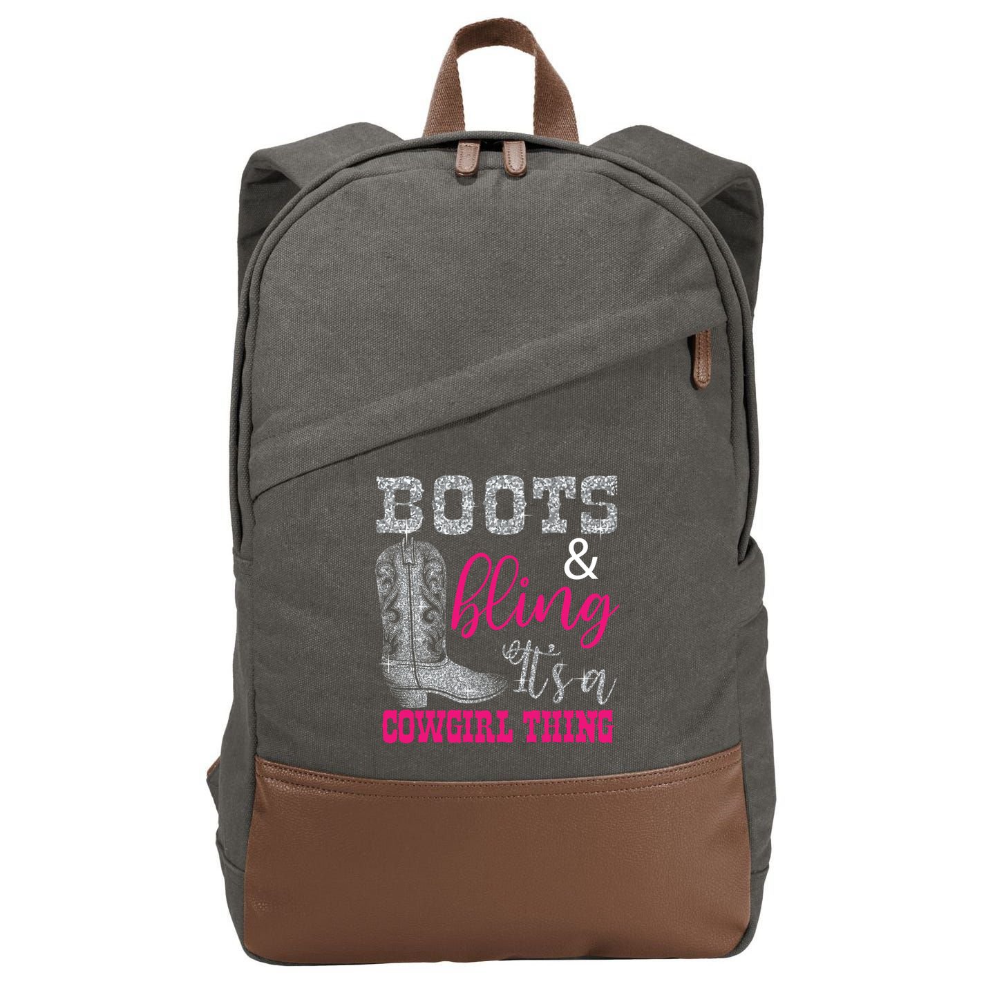Funny Cowgirl Boots Bling Gift Cute Love Country Life Cool Gift Cotton Canvas Backpack
