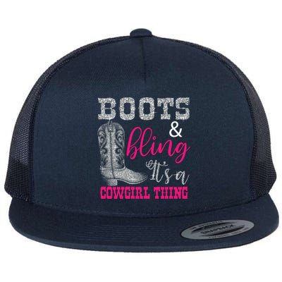 Funny Cowgirl Boots Bling Gift Cute Love Country Life Cool Gift Flat Bill Trucker Hat