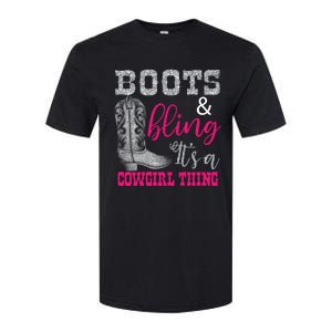 Funny Cowgirl Boots Bling Gift Cute Love Country Life Cool Gift Softstyle CVC T-Shirt