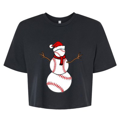 Funny Christmas Baseball Balls Santa Snowman TShirt TShirt Bella+Canvas Jersey Crop Tee