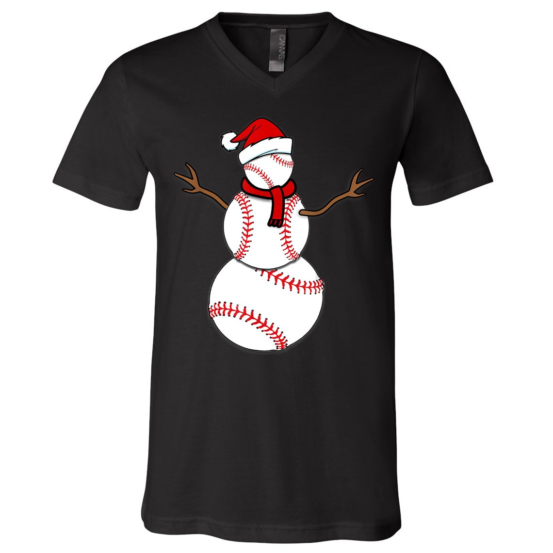 Funny Christmas Baseball Balls Santa Snowman TShirt TShirt V-Neck T-Shirt