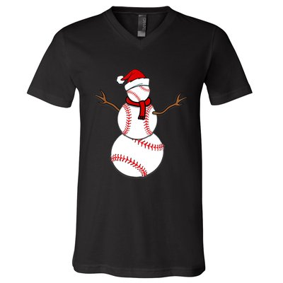 Funny Christmas Baseball Balls Santa Snowman TShirt TShirt V-Neck T-Shirt