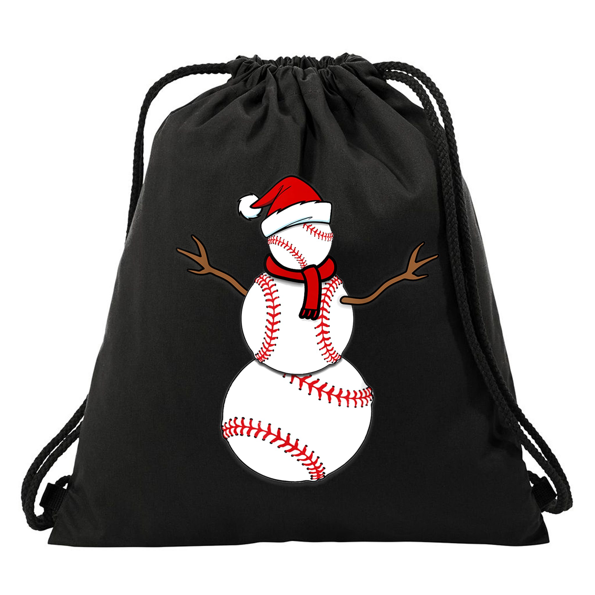 Funny Christmas Baseball Balls Santa Snowman TShirt TShirt Drawstring Bag