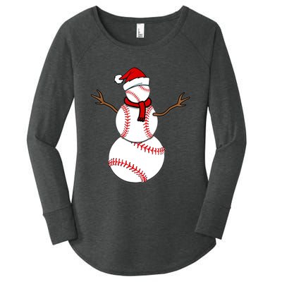 Funny Christmas Baseball Balls Santa Snowman TShirt TShirt Women's Perfect Tri Tunic Long Sleeve Shirt