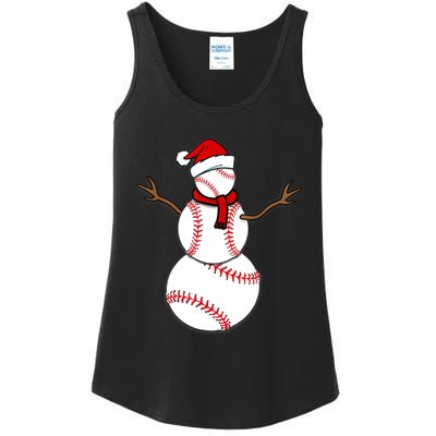 Funny Christmas Baseball Balls Santa Snowman TShirt TShirt Ladies Essential Tank