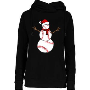 Funny Christmas Baseball Balls Santa Snowman TShirt TShirt Womens Funnel Neck Pullover Hood