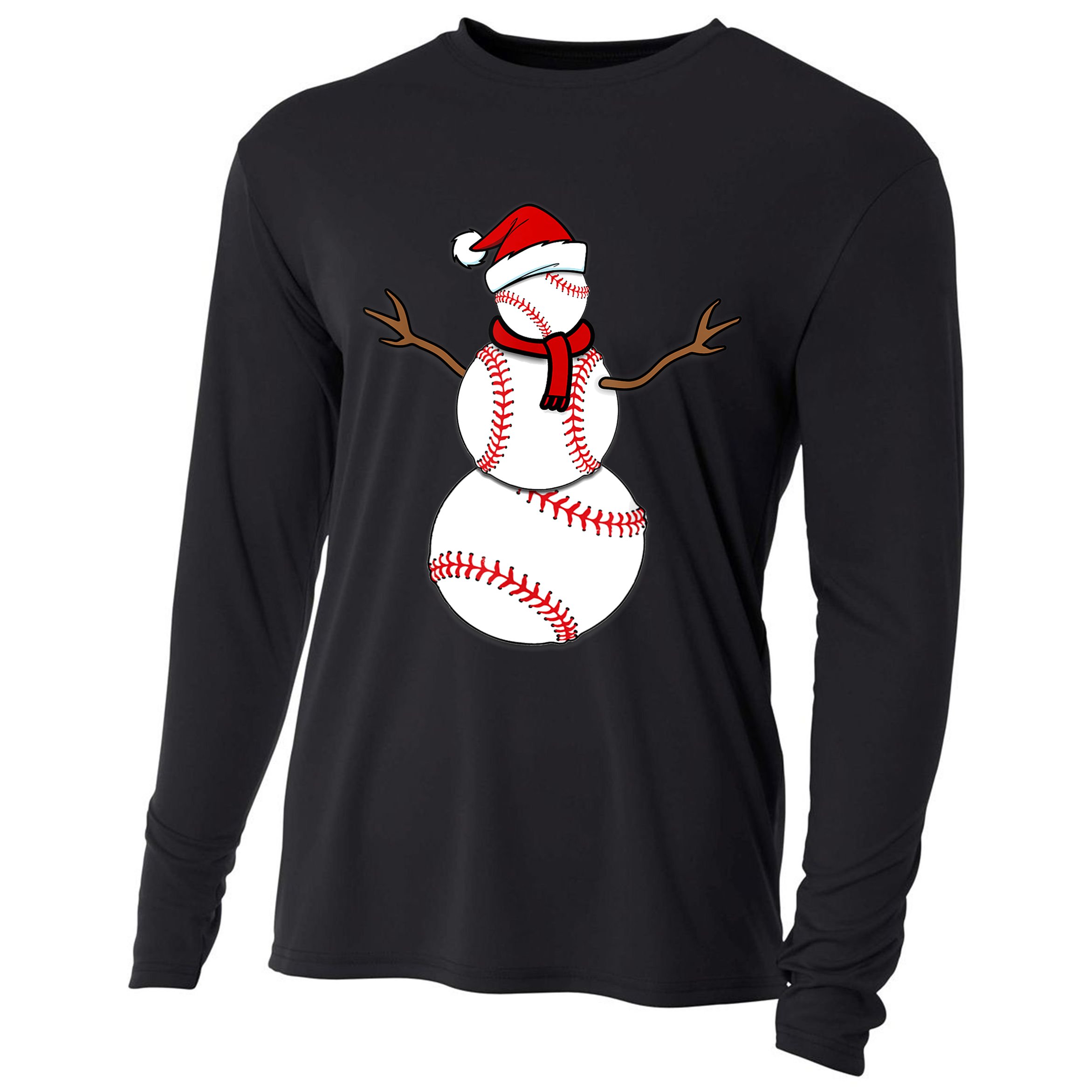 Funny Christmas Baseball Balls Santa Snowman TShirt TShirt Cooling Performance Long Sleeve Crew