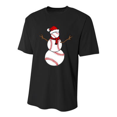 Funny Christmas Baseball Balls Santa Snowman TShirt TShirt Youth Performance Sprint T-Shirt