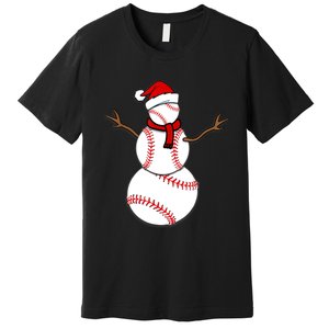 Funny Christmas Baseball Balls Santa Snowman TShirt TShirt Premium T-Shirt