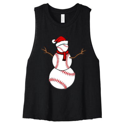 Funny Christmas Baseball Balls Santa Snowman TShirt TShirt Women's Racerback Cropped Tank