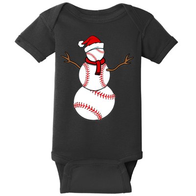 Funny Christmas Baseball Balls Santa Snowman TShirt TShirt Baby Bodysuit
