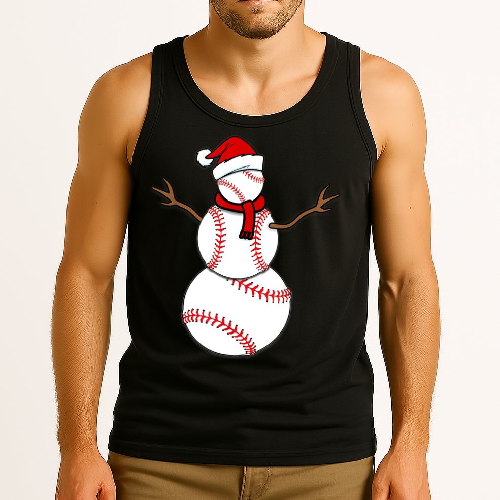 Funny Christmas Baseball Balls Santa Snowman TShirt TShirt Tank Top