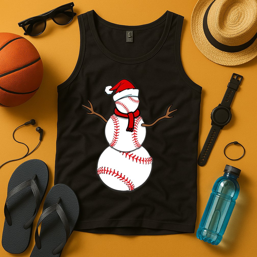 Funny Christmas Baseball Balls Santa Snowman TShirt TShirt Tank Top