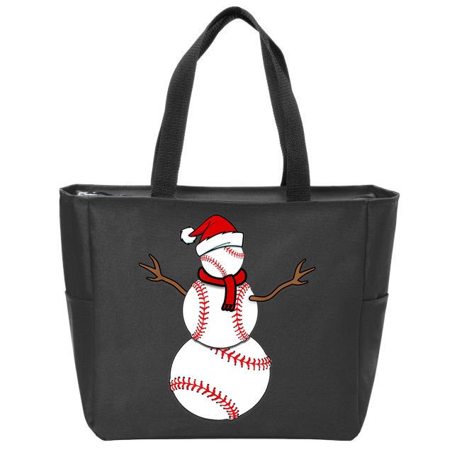 Funny Christmas Baseball Balls Santa Snowman TShirt TShirt Zip Tote Bag