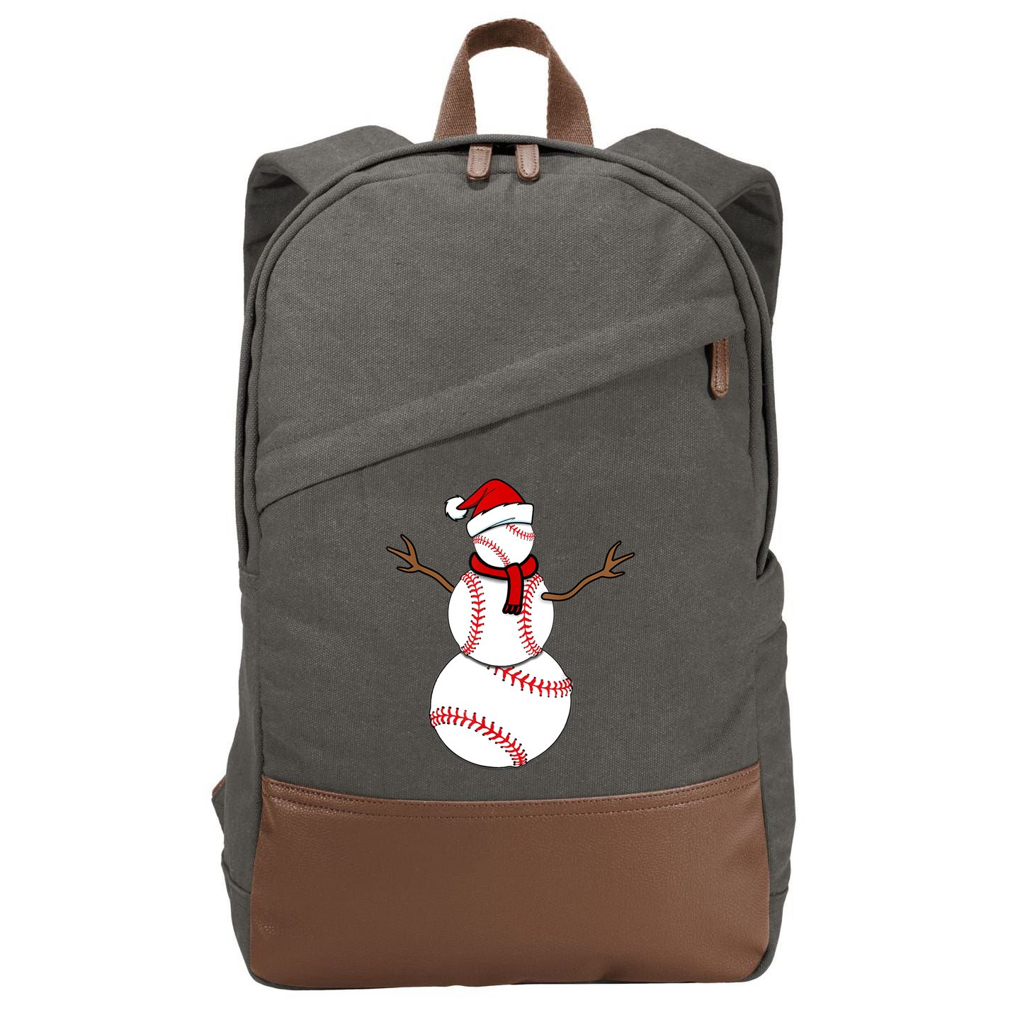 Funny Christmas Baseball Balls Santa Snowman TShirt TShirt Cotton Canvas Backpack