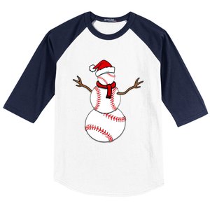 Funny Christmas Baseball Balls Santa Snowman TShirt TShirt Baseball Sleeve Shirt