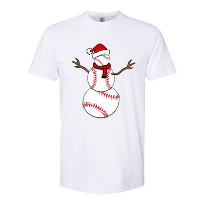 Funny Christmas Baseball Balls Santa Snowman TShirt TShirt Softstyle® CVC T-Shirt