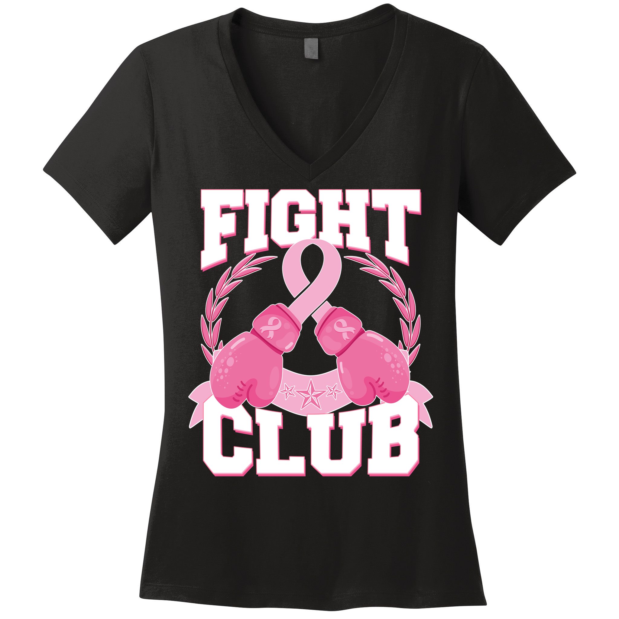 Fight Club Breast Cancer Awareness Warrior Women's V-Neck T-Shirt