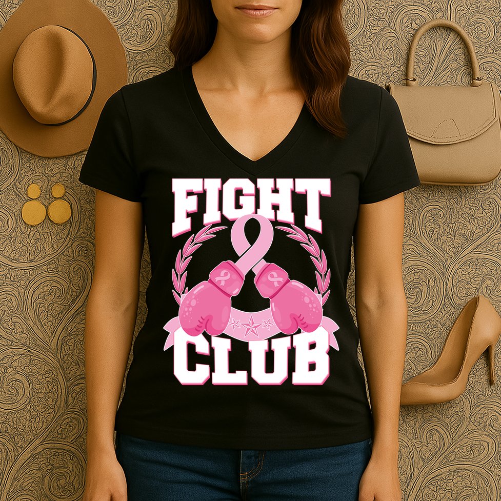 Fight Club Breast Cancer Awareness Warrior Women's V-Neck T-Shirt