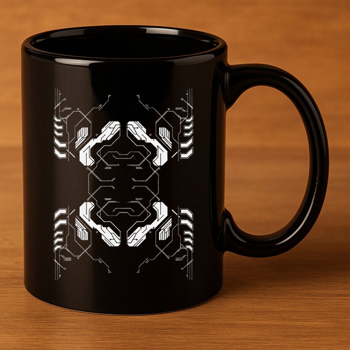 Futuristic Circuit Board Pattern Design 11oz C Handle Ceramic Mug