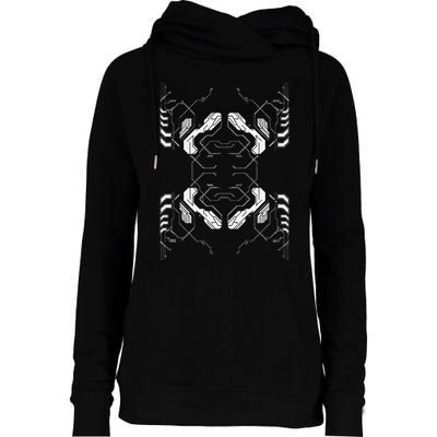 Futuristic Circuit Board Pattern Design Womens Funnel Neck Pullover Hood