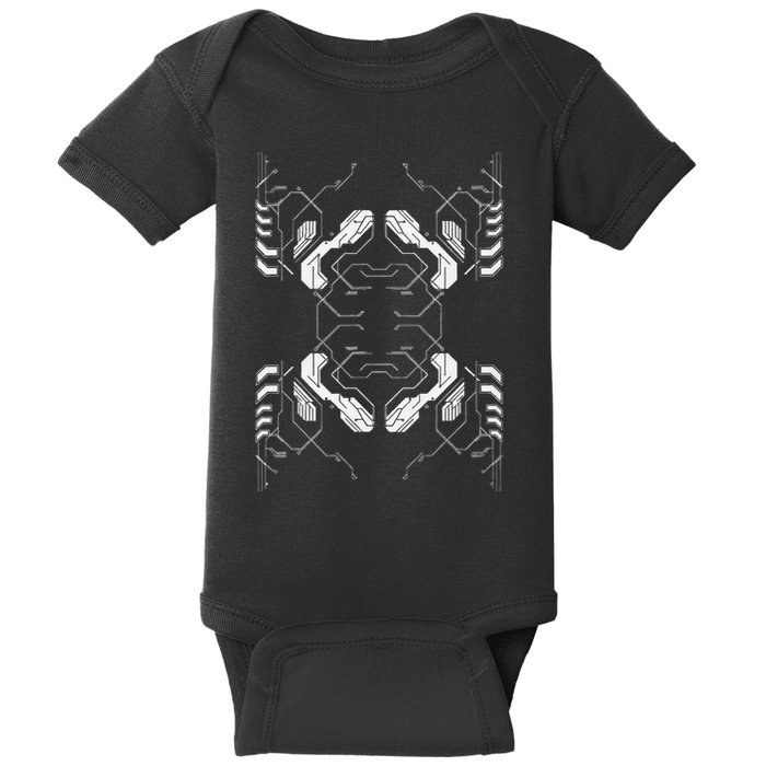 Futuristic Circuit Board Pattern Design Baby Bodysuit