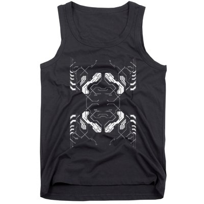 Futuristic Circuit Board Pattern Design Tank Top