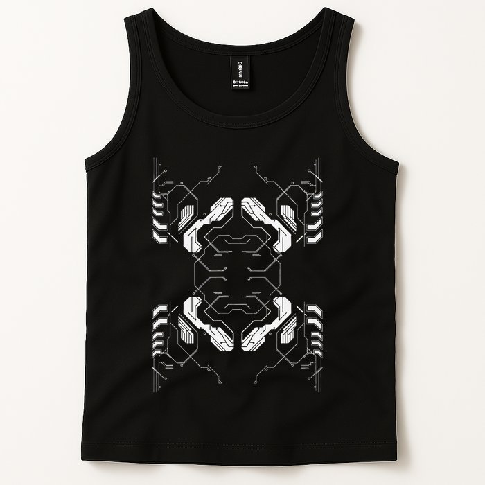 Futuristic Circuit Board Pattern Design Tank Top