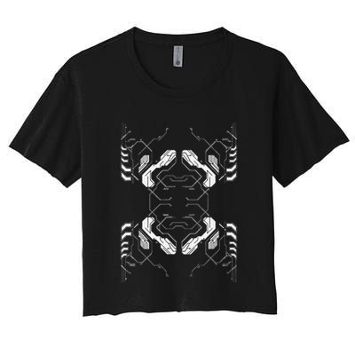 Futuristic Circuit Board Pattern Design Crop Top