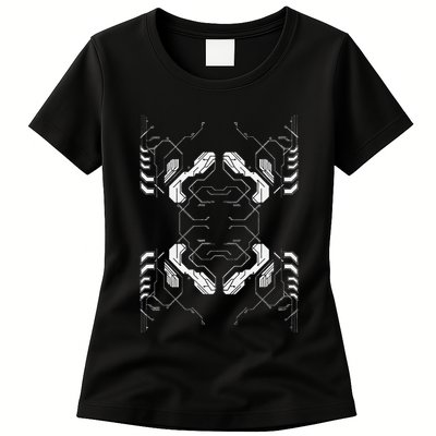 Futuristic Circuit Board Pattern Design Womens T-Shirt