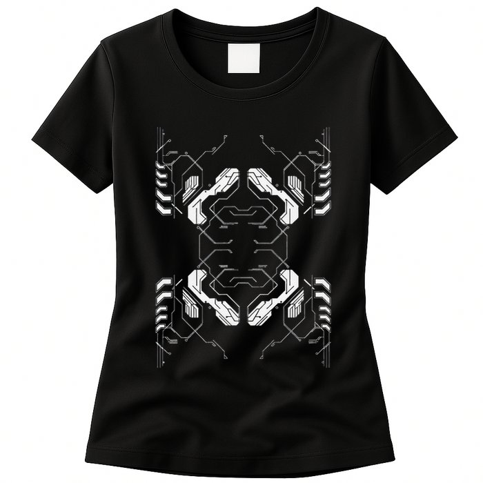Futuristic Circuit Board Pattern Design Womens T-Shirt