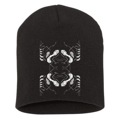 Futuristic Circuit Board Pattern Design Short Acrylic Beanie