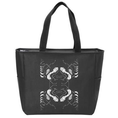 Futuristic Circuit Board Pattern Design Zip Tote Bag