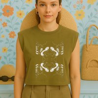 Futuristic Circuit Board Pattern Design Garment-Dyed Women's Muscle Tee