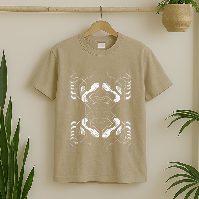 Futuristic Circuit Board Pattern Design T-Shirt