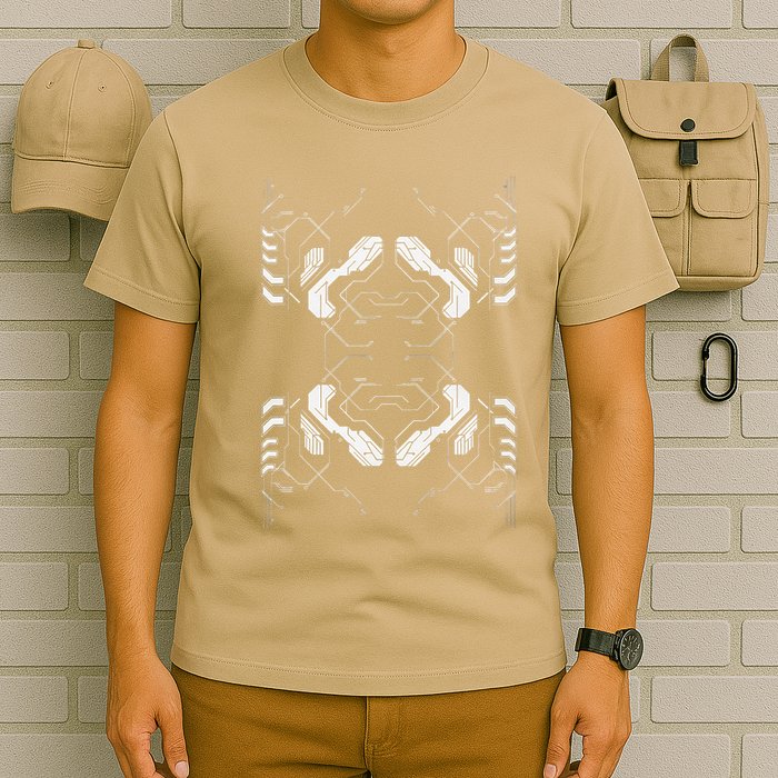 Futuristic Circuit Board Pattern Design T-Shirt