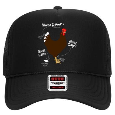 Funny Chicken Butt Guess Why Farm High Crown Mesh Back Trucker Hat