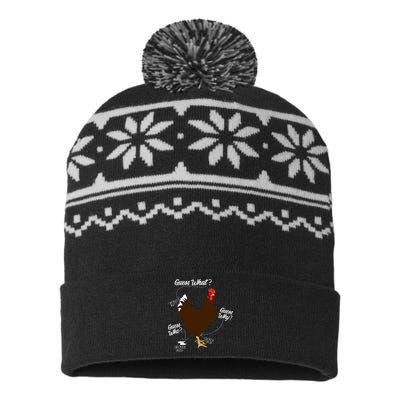 Funny Chicken Butt Guess Why Farm USA-Made Snowflake Beanie