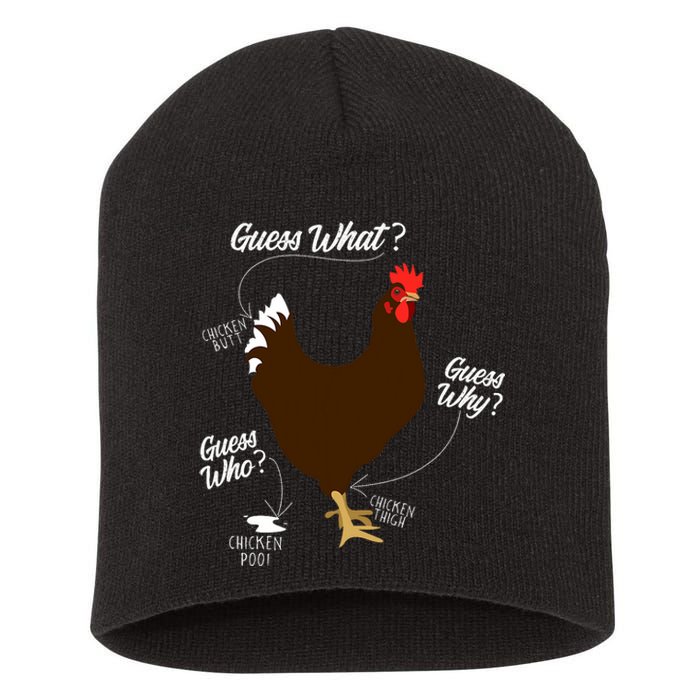 Funny Chicken Butt Guess Why Farm Short Acrylic Beanie