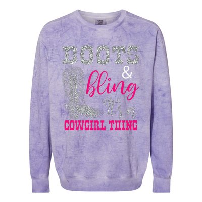 Funny Cowgirl Boots Bling Women Sleeveless Gift Cute Love Country Life Colorblast Crewneck Sweatshirt