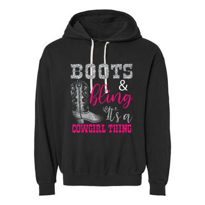 Funny Cowgirl Boots Bling Women Sleeveless Gift Cute Love Country Life Garment-Dyed Fleece Hoodie