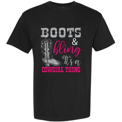 Funny Cowgirl Boots Bling Women Sleeveless Gift Cute Love Country Life Garment-Dyed Heavyweight T-Shirt