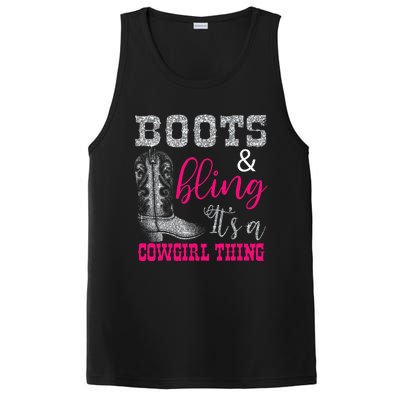 Funny Cowgirl Boots Bling Women Sleeveless Gift Cute Love Country Life PosiCharge Competitor Tank