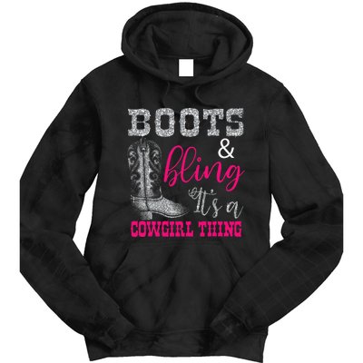 Funny Cowgirl Boots Bling Women Sleeveless Gift Cute Love Country Life Tie Dye Hoodie