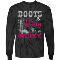 Funny Cowgirl Boots Bling Women Sleeveless Gift Cute Love Country Life Tie-Dye Long Sleeve Shirt