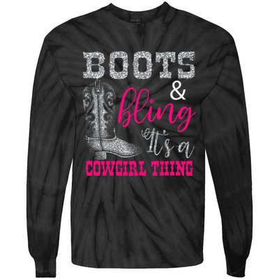 Funny Cowgirl Boots Bling Women Sleeveless Gift Cute Love Country Life Tie-Dye Long Sleeve Shirt