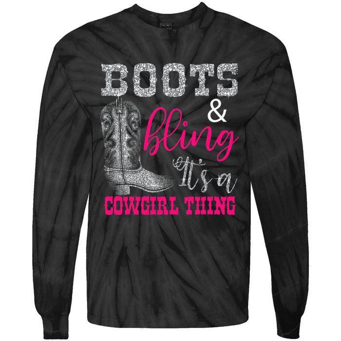 Funny Cowgirl Boots Bling Women Sleeveless Gift Cute Love Country Life Tie-Dye Long Sleeve Shirt