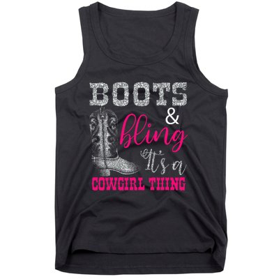 Funny Cowgirl Boots Bling Women Sleeveless Gift Cute Love Country Life Tank Top